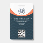 Badge visiteur d'entreprise Blue Orange Code QR d' (Arrière)