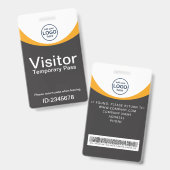 Badge visiteur d'entreprise Jaune Gris Code QR ID (Avant & arrière)