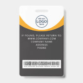 Badge visiteur d'entreprise Jaune Gris Code QR ID (Arrière)