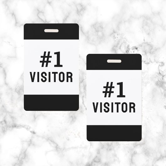 Badge Visiteur d'entreprise Noir Simple Moderne