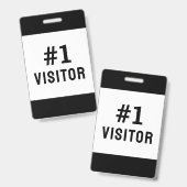 Badge Visiteur d'entreprise Noir Simple Moderne (Avant & arrière)
