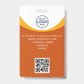 Badge visiteur d'entreprise Orange Jaune Code QR I (Arrière)