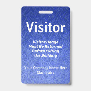 Badge Visiteur Design Cuir Bleu