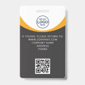 Badge visiteur entreprise Code QR Jaune Gris ID (Arrière)
