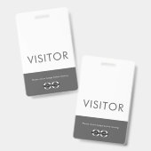 Badge visiteur logo de l'entreprise Gris (Avant & arrière)