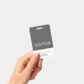 Badge visiteur logo de l'entreprise Gris (Manuel / portable)