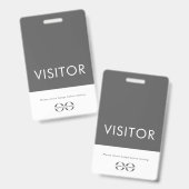 Badge visiteur logo de l'entreprise Gris (Avant & arrière)