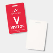 Badge Visiteur Logo Rouge Blanc à Ajouter (Avant & arrière)