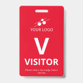 Badge Visiteur Logo Rouge Blanc à Ajouter (Avant)