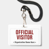 Badge "VISITEUR OFFICIEL" simple (Avant avec lanière)