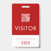 Badge visiteur personnalisé avec code QR rouge et  (Arrière)