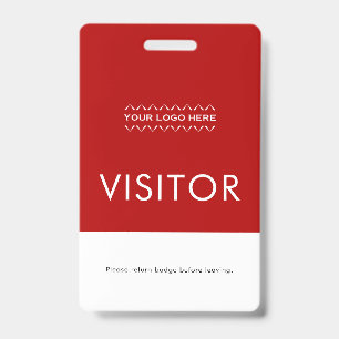 Badge Visiteur Personnalisé avec Logo Rouge