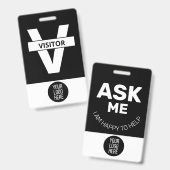 Badge Visiteur personnalisé - Passe photo - Nom ID (Avant & arrière)