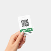 Badge Visiteur Propre Vert Blanc Votre code QR (Manuel / portable)