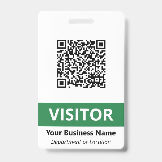 Badge Visiteur Propre Vert Blanc Votre code QR (Avant)