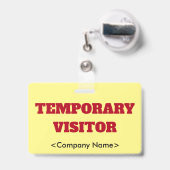 Badge "VISITEUR TEMPORAIRE" (Arrière avec rétractable)