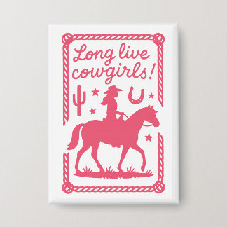 Badge Vivent les Cowgirls Rose Occidental Enterrement de