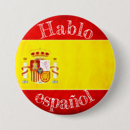 Badge vlag hablo español ronde button 7,6 cm