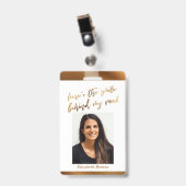 Badge Voici le sourire derrière mon masque Cursive Faux (Front with Clip)