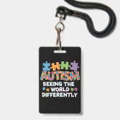 Badge Voir le monde différemment Sensibilisation à l'aut (Avant avec lanière)