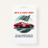 Badge Voiture de course Anniversaire VIP Pit Crew Pass (Devant)