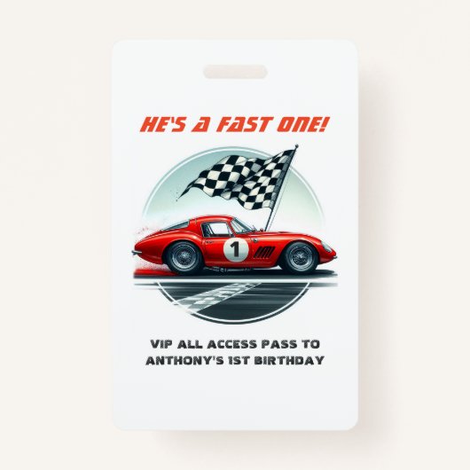 Badge Voiture de course Anniversaire VIP Pit Crew Pass (Devant)