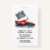 Badge Voiture de course Anniversaire VIP Pit Crew Pass (Dos)