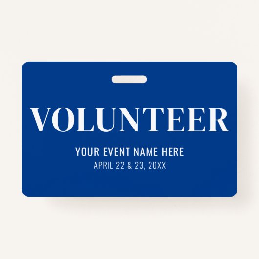 Badge Volontaire bleu simple (Dos)