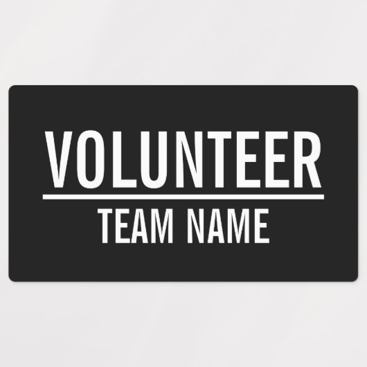 Badge volontaire noir avec Étiquettes de nom d'équ (Design 1)