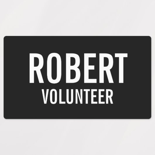 Badge volontaire noir avec Étiquettes de nom perso (Design 2)