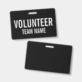 Badge volontaire noir avec nom d'équipe personnali (Avant & arrière)
