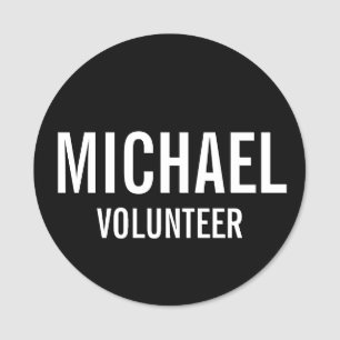 Badge volontaire noir avec nom personnalisé