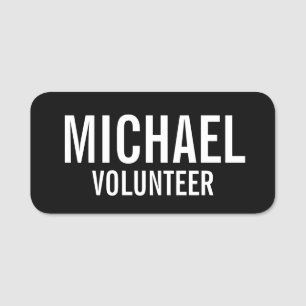 Badge volontaire noir avec nom personnalisé