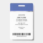 Badge Volunteer, Photo Nom Logo Info, Silver Blue Black (Arrière)