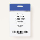 Badge Volunteer, Photo Nom Logo Info, Silver Blue Black (Dos)