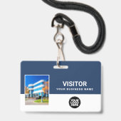 Badge Votre code à barres de photo de visiteur d'entrepr (Avant avec lanière)