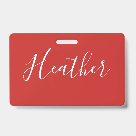 Badge Votre écriture blanche personnalisée sur fond roug (Avant)