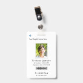 Badge Votre entreprise Logo Blanc Nom moderne Balise Bad (Front with Clip)