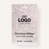 Badge votre logo carte d'identité parties scintillant au (Devant)