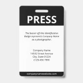 Badge Votre logo code barre ID presse noir (Arrière)