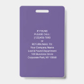 Badge Votre logo, code QR, nom et titre Dégradé violet (Arrière)
