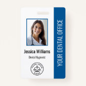Badge Votre logo du bureau des dentistes - ID photo bleu (Devant)