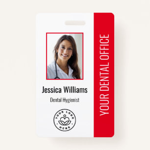 Badge Votre logo du bureau des dentistes - ID photo roug