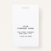 Badge Votre logo Employé Photo Blue Company ID (Dos)