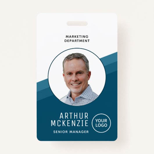 Badge Votre logo Employé Photo Blue Company ID (Devant)