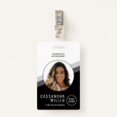 Badge Votre Logo Employé Photo Code de société (Devant avec clip)