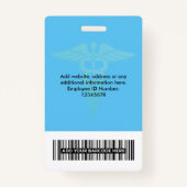 Badge Votre logo Entreprise Santé Bleu clair (Dos)