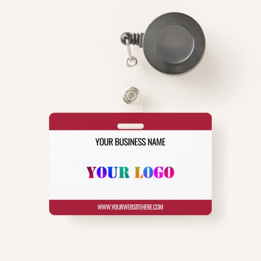 Badge Votre logo Entreprise Texte personnalisé Nom comme (Front with Retractable)