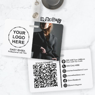 Badge Votre logo et image Code QR minimaliste moderne