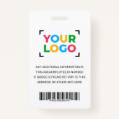 Badge Votre Logo Ici Simple Photo Employé Blanc (Dos)